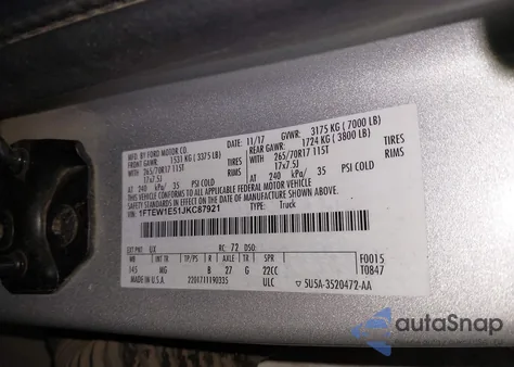 2018 Ford F-150 Xlt z USA, uszkodzony, nr VIN 1FTEW1E51JKC87921